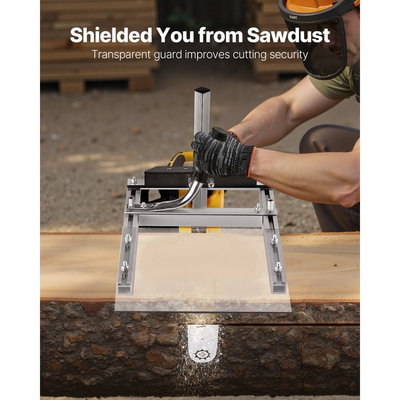 Αλυσοπρίονο VEVOR, Φορητό πριονιστήριο που ταιριάζει σε ράβδο φρεζαρίσματος σανίδων 41-51 cm, Οδηγός εγκάρσιας κοπής ξυλείας με ασπίδα, Πάχος κοπής 0,2-11,81 ίντσες, Κιτ αλυσοπρίονου ξυλείας για ξυλουργούς