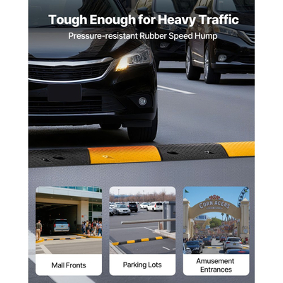 Ελαστικό σκαμπανάκι ταχύτητας VEVOR 1000MM, 2 τεμάχια, σκαμπανάκι ταχύτητας βαριάς κυκλοφορίας 2 καναλιών, χωρητικότητα φορτίου 9.979 kg/άξονα, ράμπα προστασίας καλωδίων με βίδες επέκτασης, για ασφαλτοστρωμένο σκυρόδεμα, χαλίκι και δρόμο