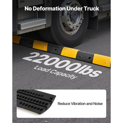 Ελαστικό σκαμπανάκι ταχύτητας VEVOR 1000MM, 2 τεμάχια, σκαμπανάκι ταχύτητας βαριάς κυκλοφορίας 2 καναλιών, χωρητικότητα φορτίου 9.979 kg/άξονα, ράμπα προστασίας καλωδίων με βίδες επέκτασης, για ασφαλτοστρωμένο σκυρόδεμα, χαλίκι και δρόμο