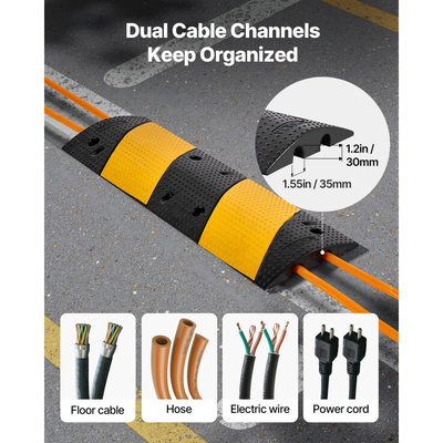 Ελαστικό σκαμπανάκι ταχύτητας VEVOR 1000MM, 2 τεμάχια, σκαμπανάκι ταχύτητας βαριάς κυκλοφορίας 2 καναλιών, χωρητικότητα φορτίου 9.979 kg/άξονα, ράμπα προστασίας καλωδίων με βίδες επέκτασης, για ασφαλτοστρωμένο σκυρόδεμα, χαλίκι και δρόμο