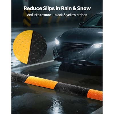 Ελαστικό σκαμπανάκι ταχύτητας VEVOR 1000MM, 2 τεμάχια, σκαμπανάκι ταχύτητας βαριάς κυκλοφορίας 2 καναλιών, χωρητικότητα φορτίου 9.979 kg/άξονα, ράμπα προστασίας καλωδίων με βίδες επέκτασης, για ασφαλτοστρωμένο σκυρόδεμα, χαλίκι και δρόμο