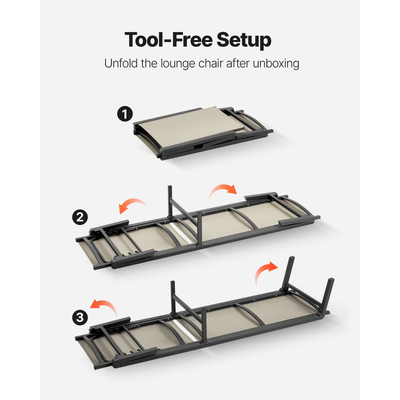 Πολυθρόνα εξωτερικού χώρου VEVOR, χωρητικότητα βάρους 181 kg, πτυσσόμενη καρέκλα μαυρίσματος, 5 ρυθμιζόμενες θέσεις, εύκολη συναρμολόγηση, βαριές πολυθρόνες πισίνας αλουμινίου με ανάκλιση, για αυλή παραλίας και βεράντας