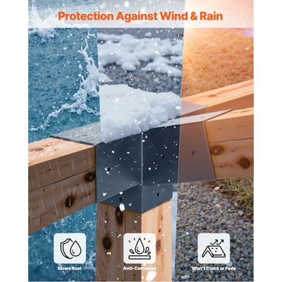 Κιτ πέργκολας VEVOR, κεκλιμένη βάση 4x4 ιντσών 4 κατευθύνσεων για ξύλινες δοκούς 92 x 92 mm σε πραγματικό μέγεθος, βάση πέργκολας από ανθρακούχο χάλυβα με βάση στύλου και βάση τοίχου, για εξωτερικές πέργκολες, κιόσκια, υπόστεγα