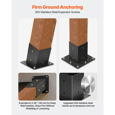 Κιτ πέργκολας VEVOR, κεκλιμένη βάση 4x4 ιντσών 4 κατευθύνσεων για ξύλινες δοκούς 92 x 92 mm σε πραγματικό μέγεθος, βάση πέργκολας από ανθρακούχο χάλυβα με βάση στύλου και βάση τοίχου, για εξωτερικές πέργκολες, κιόσκια, υπόστεγα