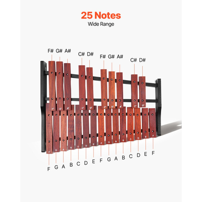 Ξυλόφωνο VEVOR Glockenspiel, 25 Νότες, Ξύλινο Επαγγελματικό Κρουστό Όργανο με Ξυλόφωνο, με 4 Σφυριά, Τσάντα Μεταφοράς, Κιτ Μουσικών Οργάνων Glockenspiel για Αρχάριους, για Ενήλικες και Παιδιά-Μαθητές