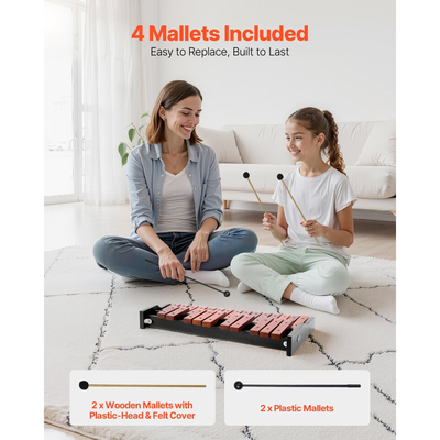 Ξυλόφωνο VEVOR Glockenspiel, 25 Νότες, Ξύλινο Επαγγελματικό Κρουστό Όργανο με Ξυλόφωνο, με 4 Σφυριά, Τσάντα Μεταφοράς, Κιτ Μουσικών Οργάνων Glockenspiel για Αρχάριους, για Ενήλικες και Παιδιά-Μαθητές