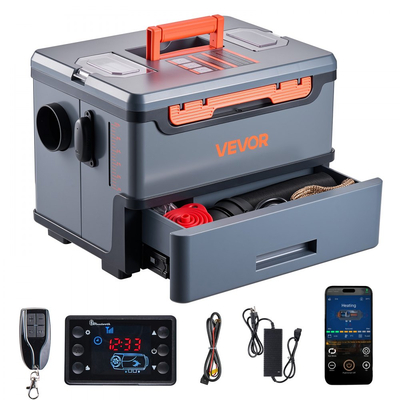 Θερμαντήρας Diesel VEVOR, 8KW, DC 12V/24V, Φορητός Αεροθερμαντήρας Diesel Όλα σε Ένα με Έλεγχο Bluetooth APP, Τηλεχειριστήριο και Οθόνη LCD, Ρεζερβουάρ Καυσίμου 5 L για Φορτηγά, Φορτηγάκια, RV, Τροχόσπιτα και Γκαράζ