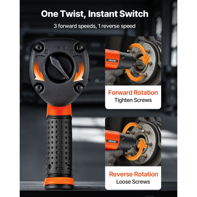 Κρουστικό κλειδί αέρα VEVOR, πνευματικό κρουστικό κλειδί 1/2" με κίνηση έως 1490N.m αντίστροφη ροπή, ρυθμιζόμενο και ελαφρύ πνευματικό πιστόλι 4 ταχυτήτων 7500RPM για επισκευές και συντήρηση αυτοκινήτων