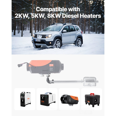 Σύνδεσμος αγκώνα σωλήνα εξάτμισης VEVOR, αγκώνας εξάτμισης θερμαντήρα ντίζελ 25mm, σύνδεσμος αγκώνων σωλήνα εξάτμισης θερμαντήρα χώρου στάθμευσης αέρα 2 σφιγκτήρες για θερμαντήρα ντίζελ 2KW 5KW 8KW, ανοξείδωτο ατσάλι 201, ασημί