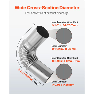 Σύνδεσμος αγκώνα σωλήνα εξάτμισης VEVOR, αγκώνας εξάτμισης θερμαντήρα ντίζελ 25 mm, αντιανεμικό καπάκι από ανοξείδωτο χάλυβα, θερμοσίφωνας αερίου 4 σφιγκτήρες για θερμαντήρα ντίζελ 2KW 5KW 8KW, θερμαντήρες ντίζελ, αγκώνες εξάτμισης