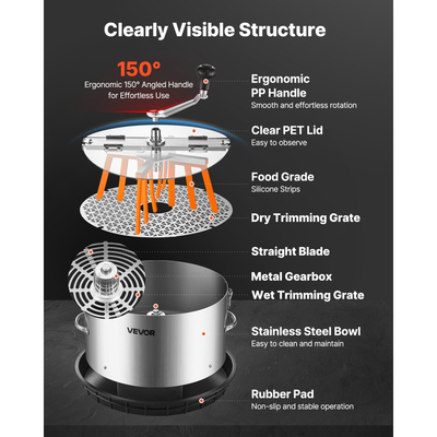 Χειροκίνητο ψαλίδι φύλλων μπουμπουκιών VEVOR, ψαλίδι μπουμπουκιών Reaper Bowl 300 mm με λεπίδες από ανοξείδωτο ατσάλι, οπτική κοπή, μηχανή κοπής υγρής και ξηρής υδροπονίας με δίσκο, περιστρεφόμενη περιστροφή για μπουμπούκια φυτών και λουλούδια