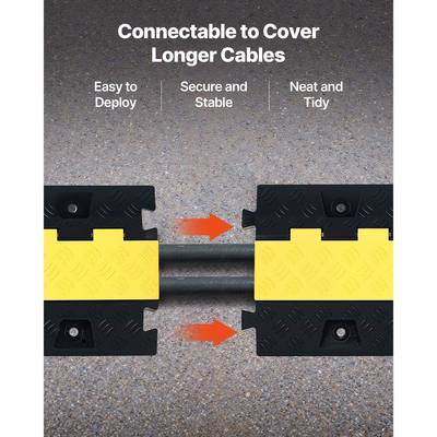 Ράμπα προστασίας καλωδίων VEVOR, χωρητικότητα 9.979 kg/άξονα, κάλυμμα εύκαμπτου σωλήνα TPU βαρέως τύπου 2 καναλιών, κανάλι 31 x 28 mm, σαμαράκι ταχύτητας κυκλοφορίας με άνοιγμα στο πάνω μέρος, για εσωτερική και εξωτερική χρήση, 3 τεμάχια