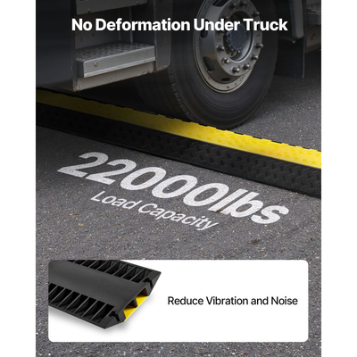 Ράμπα προστασίας καλωδίων VEVOR, χωρητικότητα 9.979 kg/άξονα, κάλυμμα εύκαμπτου σωλήνα από καουτσούκ βαρέως τύπου 2 καναλιών, κανάλι 100 x 75 mm, σαμαράκι ταχύτητας κυκλοφορίας με άνοιγμα στο πάνω μέρος, για εσωτερική και εξωτερική χρήση, 1 τεμάχιο