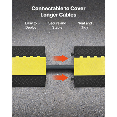 Ράμπα προστασίας καλωδίων VEVOR, χωρητικότητα 9.979 kg/άξονα, κάλυμμα εύκαμπτου σωλήνα από καουτσούκ βαρέως τύπου 2 καναλιών, κανάλι 100 x 75 mm, σαμαράκι ταχύτητας κυκλοφορίας με άνοιγμα στο πάνω μέρος, για εσωτερική και εξωτερική χρήση, 1 τεμάχιο