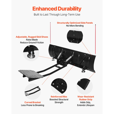 Λεπίδα εκχιονιστικού VEVOR, Κιτ εκχιονιστικού ρυθμιζόμενου πλάτους 109/183 cm, Εύκολη αποσύνδεση, Εξάρτημα εκχιονιστικού γενικής χρήσης με λαστιχένια πτερύγια, Ανθεκτική ατσάλινη λεπίδα, Συμβατή με τα περισσότερα UTV και ATV