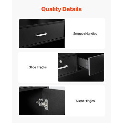 Γραφείο Υποδοχής VEVOR, Ορθογώνιο Τραπέζι Μπροστά 47,24 x 18,9 x 39,37 ίντσες, Πάγκος Υποδοχής Γραφείου με Συρτάρι που Κλειδώνει και Ντουλάπι Αποθήκευσης, για Ταμείο, Χολ, Σαλόνι Ομορφιάς και Γραφείο, Μαύρο