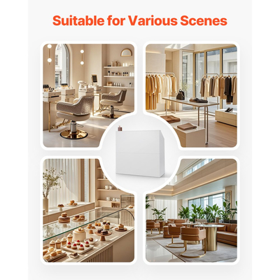 Γραφείο Υποδοχής VEVOR, Ορθογώνιο Τραπέζι Μπροστά 46,46 x 19,69 x 43,90 ίντσες, Γραφείο Υποδοχής, Πάγκος Λιανικής και Πάγκος Μπροστά Υποδοχής, για Ταμείο, Υποδοχή, Σαλόνι Ομορφιάς και Γραφείο, Λευκό