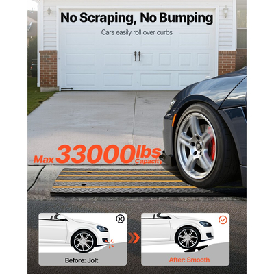 Ράμπα VEVOR για αυτοκίνητο από καουτσούκ, χωρητικότητα φορτίου 15 τόνων, ράμπα γέφυρας 66 mm με ανυψούμενη ράμπα πεζοδρόμιου με κίτρινες ανακλαστικές ταινίες, κατάλληλη για αποβάθρα φόρτωσης, αποθήκη, γκαράζ, πεζοδρόμιο (1 τεμάχιο)