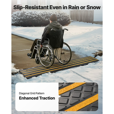 Ράμπα VEVOR για αυτοκίνητο από καουτσούκ, χωρητικότητα φορτίου 15 τόνων, ράμπα γέφυρας 66 mm με ανυψούμενη ράμπα πεζοδρόμιου με κίτρινες ανακλαστικές ταινίες, κατάλληλη για αποβάθρα φόρτωσης, αποθήκη, γκαράζ, πεζοδρόμιο (1 τεμάχιο)