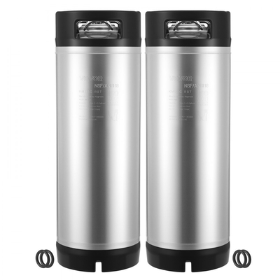 VEVOR Corny Keg, Βαρέλι 5 Γαλονιών με Κλείδωμα Μπάλας, Βαρέλια Ψυχρής Εκχύλισης SUS304 με Διπλές Λαβές από Λάστιχο & Βαθύ Λάστιχο Πάτο, Εξοπλισμός Ζυθοποίησης για Πάρτι Ζυθοποίησης στο Σπίτι, 2 τεμάχια