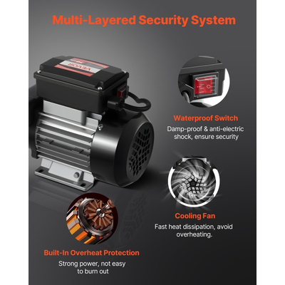 Αντλία Μεταφοράς Λαδιού VEVOR 230V, 16 GPM 60 L/min, Ηλεκτρική Αντλία Μεταφοράς Καυσίμου AC για Ντίζελ Κηροζίνη Βιοντίζελ, Μέγιστη Ανύψωση Αναρρόφησης 8 ft/2,4 m, Μέγιστη Ανύψωση 45 ft/13,7 m, για Οχήματα, Εργοτάξια, Αγροκτήματα