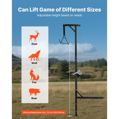 Ανυψωτικό θηραμάτων VEVOR με ρυμούλκηση φορτηγού, χωρητικότητα φορτίου 600 λίβρες, ανυψωτικό θηραμάτων για ελάφια με δέκτη 2 ιντσών, περιστρεφόμενο άξονα 360 μοιρών και ρυθμιζόμενο ύψος, περιλαμβάνει βαρούλκο με οπίσθιο άξονα για αφαίρεση γδαρσίματος και καθαρισμό θηραμάτων