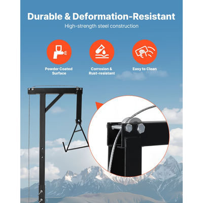 Ανυψωτικό θηραμάτων VEVOR με ρυμούλκηση φορτηγού, χωρητικότητα φορτίου 600 λίβρες, ανυψωτικό θηραμάτων για ελάφια με δέκτη 2 ιντσών, περιστρεφόμενο άξονα 360 μοιρών και ρυθμιζόμενο ύψος, περιλαμβάνει βαρούλκο με οπίσθιο άξονα για αφαίρεση γδαρσίματος και καθαρισμό θηραμάτων