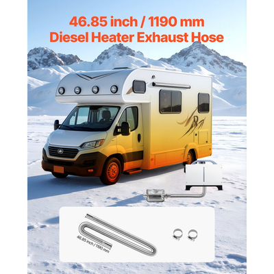 Σωλήνας εξάτμισης VEVOR, Εύκαμπτος σωλήνας εξάτμισης θερμαντήρα ντίζελ 1200 mm, Σωλήνας εξάτμισης από ανοξείδωτο χάλυβα με 2 σφιγκτήρες σωλήνων, Κιτ σωλήνων εξάτμισης Αξεσουάρ θερμαντήρα ντίζελ για θερμαντήρες ντίζελ 2KW 5KW 8KW