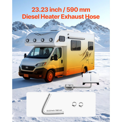 Σωλήνας εξάτμισης VEVOR, Εύκαμπτος σωλήνας εξάτμισης θερμαντήρα ντίζελ 600 mm, Σωλήνες εξάτμισης από ανοξείδωτο χάλυβα με 2 σφιγκτήρες σωλήνων, Γραμμή σωλήνων εξάτμισης θερμαντήρα στάθμευσης αέρα ντίζελ για θερμαντήρες ντίζελ 2KW 5KW 8KW