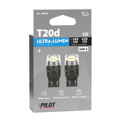 W21/5W (T20) 12V W3x16q 680/160+400/170lm 6.500K ΔΙΠΛΗΣ ΠΟΛ/ΤΑΣ LED CAN-BUS ULTRA-LUMEN SERIES 2ΤΕΜ.