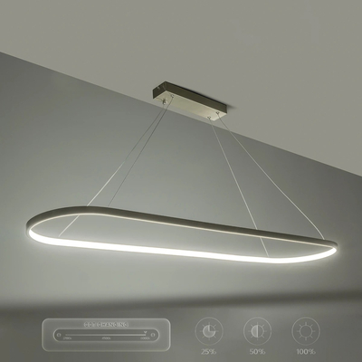 GLOBOSTAR® BOLIVAR 61273 Μοντέρνο Κρεμαστό Φωτιστικό Οροφής LED 54W 6210lm 360° AC 220-240V IP20 Ρυθμιζόμενο Λευκό CCT με Χειριστήριο από 2700K έως 6000K Dimmable - Lumileds SMD Chip - Νίκελ Βούρτσας - Μ120 x Π30 x Υ2cm - 3 Χρόνια Εγγύηση