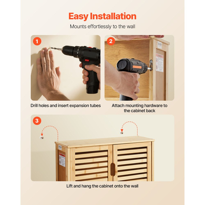 Ντουλάπι τοίχου μπάνιου VEVOR, 2 πόρτες και ρυθμιζόμενο ράφι με 3 επίπεδα ύψους, πάνω από το ντουλάπι αποθήκευσης φαρμάκων στην τουαλέτα, κρεμαστός οργανωτής με ράφια για πλυντήριο, κουζίνα, τουαλέτα