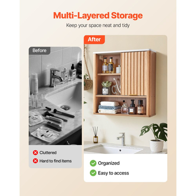 Ντουλάπι τοίχου μπάνιου VEVOR, με πόρτα και ρυθμιζόμενο ράφι, πάνω από το ντουλάπι αποθήκευσης φαρμάκων, κρεμαστό οργανωτή με ράφια και ανοιχτό χώρισμα για πλυντήριο, κουζίνα, τουαλέτα