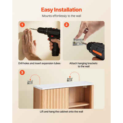 Ντουλάπι τοίχου μπάνιου VEVOR, με πόρτα και ρυθμιζόμενο ράφι, πάνω από το ντουλάπι αποθήκευσης φαρμάκων, κρεμαστό οργανωτή με ράφια και ανοιχτό χώρισμα για πλυντήριο, κουζίνα, τουαλέτα