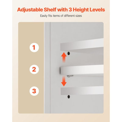 Ντουλάπι τοίχου μπάνιου VEVOR, 2 πόρτες & ρυθμιζόμενο ράφι, πάνω από το ντουλάπι αποθήκευσης φαρμάκων πάνω από την τουαλέτα, κρεμαστός οργανωτής με ράφια & ανοιχτό χώρισμα για πλυντήριο κουζίνας/τουαλέτας, λευκό
