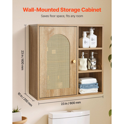 VEVOR Ντουλάπι τοίχου μπάνιου, πόρτα και ρυθμιζόμενο ράφι με 5 επίπεδα ύψους, πάνω από το ντουλάπι αποθήκευσης φαρμάκων στην τουαλέτα, κρεμαστός οργανωτής με ράφια για πλυντήριο, κουζίνα, τουαλέτα