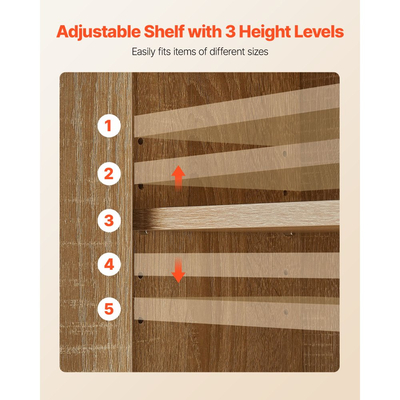 VEVOR Ντουλάπι τοίχου μπάνιου, πόρτα και ρυθμιζόμενο ράφι με 5 επίπεδα ύψους, πάνω από το ντουλάπι αποθήκευσης φαρμάκων στην τουαλέτα, κρεμαστός οργανωτής με ράφια για πλυντήριο, κουζίνα, τουαλέτα