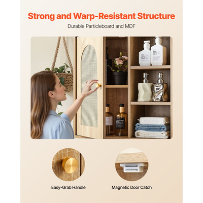 VEVOR Ντουλάπι τοίχου μπάνιου, πόρτα και ρυθμιζόμενο ράφι με 5 επίπεδα ύψους, πάνω από το ντουλάπι αποθήκευσης φαρμάκων στην τουαλέτα, κρεμαστός οργανωτής με ράφια για πλυντήριο, κουζίνα, τουαλέτα