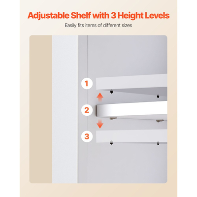 Ντουλάπι τοίχου μπάνιου VEVOR, με 2 πόρτες και ρυθμιζόμενο ράφι, πάνω από το ντουλάπι αποθήκευσης φαρμάκων για την τουαλέτα, κρεμαστός οργανωτής με ανοιχτό χώρισμα και μπάρα πετσετών για πλυντήριο κουζίνας, λευκό
