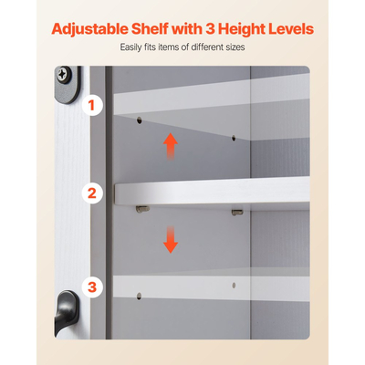 Ντουλάπι τοίχου μπάνιου VEVOR, 2 πόρτες και ρυθμιζόμενο ράφι, πάνω από το ντουλάπι αποθήκευσης φαρμάκων στην τουαλέτα, κρεμαστός οργανωτής με ανοιχτό χώρισμα/ράβδο πετσετών/γάντζους για πλυντήριο κουζίνας, λευκό