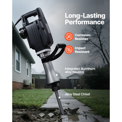 Σφυρί κατεδάφισης VEVOR, Ισχυρό ηλεκτρικό σφυρί 2800 W, Θραυστήρας σκυροδέματος 1200 BPM με αιχμηρή καλέμι, επίπεδη καλέμι, θήκη μεταφοράς, γάντια, για σκυρόδεμα, τοίχο, τούβλο, πλακάκια και θεμέλια