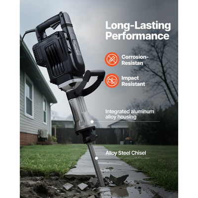 Σφυρί κατεδάφισης VEVOR, Ισχυρό ηλεκτρικό σφυρί 3000 W, Θραυστήρας σκυροδέματος 1700 BPM με αιχμηρή σμίλη, Θήκη μεταφοράς, Γάντια, Προστατευτικά γυαλιά, για σκυρόδεμα, τοίχο, τούβλο, πλακάκια και θεμέλια