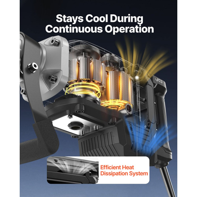 Σφυρί κατεδάφισης VEVOR, Ισχυρό ηλεκτρικό σφυρί 3000 W, Θραυστήρας σκυροδέματος 1700 BPM με αιχμηρή σμίλη, Θήκη μεταφοράς, Γάντια, Προστατευτικά γυαλιά, για σκυρόδεμα, τοίχο, τούβλο, πλακάκια και θεμέλια