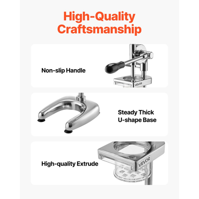 Κόφτης Τηγανητών Πατατιών VEVOR Επαγγελματικός, Στίφτης για Λωρίδες Τηγανητής Πατάτας από Ανοξείδωτο Ατσάλι, Μακριά Μηχανή Τηγανητών Πατατιών με Εξωθητή, Χειροκίνητο Στίφτη Πουρών Πατάτας για Εστιατόρια & Οικιακή Κουζίνα