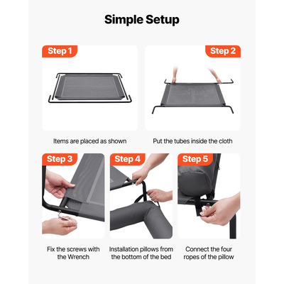 VEVOR Υπερυψωμένο Κρεβάτι Σκύλου για Μεγάλα Σκυλιά, Φορητή Υπερυψωμένη Κούνια Σκύλου με Πλενόμενο Μαξιλάρι, Υπερυψωμένη Κρεβάτι Αιώρας για Κατοικίδια Εσωτερικού & Εξωτερικού Χώρου με Ατσάλινο Μεταλλικό Σκελετό και Αναπνέον Δίχτυ Teslin, XL, Γκρι