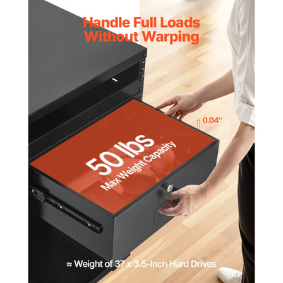 Συρτάρι VEVOR 4U για τοποθέτηση σε rack, μέγιστο φορτίο 22,68 kg, θήκη κλειδώματος διακομιστή, συρόμενο συρτάρι με κλειδαριά και οπές διαχείρισης καλωδίων, για rack ή περίβλημα καμπίνας διακομιστή δικτύου