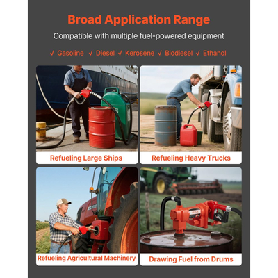 Αντλία μεταφοράς καυσίμου VEVOR 230V, 15 GPM 57 L/min, ηλεκτρική αντλία μεταφοράς λαδιού AC, με ακροφύσιο καυσίμου αυτόματης απενεργοποίησης και εύκαμπτο σωλήνα εκκένωσης, κιτ υψηλής ροής για βενζίνη, ντίζελ, κηροζίνη, βιοντίζελ, μείγματα αιθανόλης