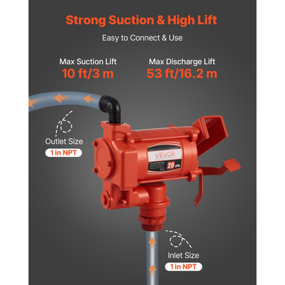 Αντλία μεταφοράς καυσίμου VEVOR 230V, 20 GPM 76 L/min, ηλεκτρική αντλία μεταφοράς λαδιού AC, με ακροφύσιο καυσίμου αυτόματης απενεργοποίησης και εύκαμπτο σωλήνα εκκένωσης, κιτ υψηλής ροής για βενζίνη, ντίζελ, κηροζίνη, βιοντίζελ, μείγματα αιθανόλης