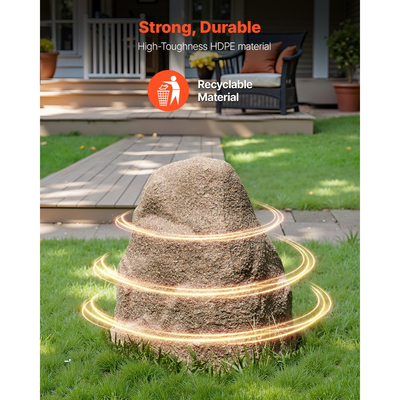 Ψεύτικο κάλυμμα βράχου VEVOR, εξωτερικό ψεύτικο κάλυμμα αντλίας φρεατίου, ρεαλιστική φυσική υφή, ελαφρύς και ανθεκτικός στις καιρικές συνθήκες τεχνητός βράχος για διακόσμηση κήπου, καφέ αμμώδες, μικρό μέγεθος