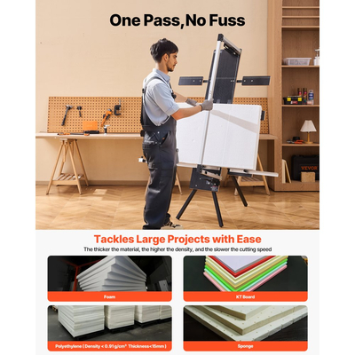 Κόφτης αφρού θερμού σύρματος VEVOR, ανεξάρτητος κόφτης φελιζόλ 200W με 6 τεμάχια σύρματα θέρμανσης νικελίου-χρωμίου, επαγγελματικό ηλεκτρικό εργαλείο κοπής με μέγιστο μήκος κοπής 1150 mm για αφρό, σφουγγάρι, σανίδα KT